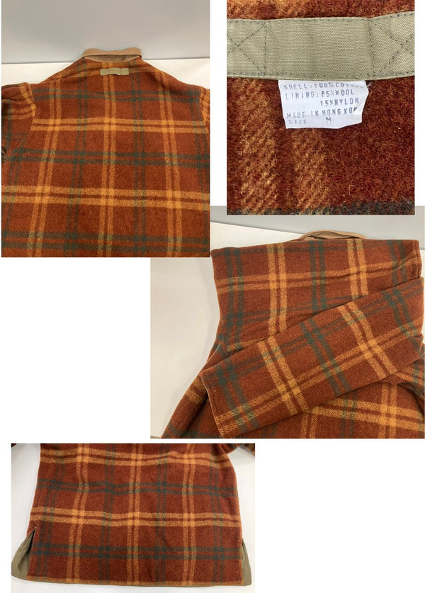 ウィリスアンドガイガー Willis & Geiger リバーシブル 裏チェック 襟レザー カバーオール ハンティング ジャケット カーキ Mサイズ 101MT-5082