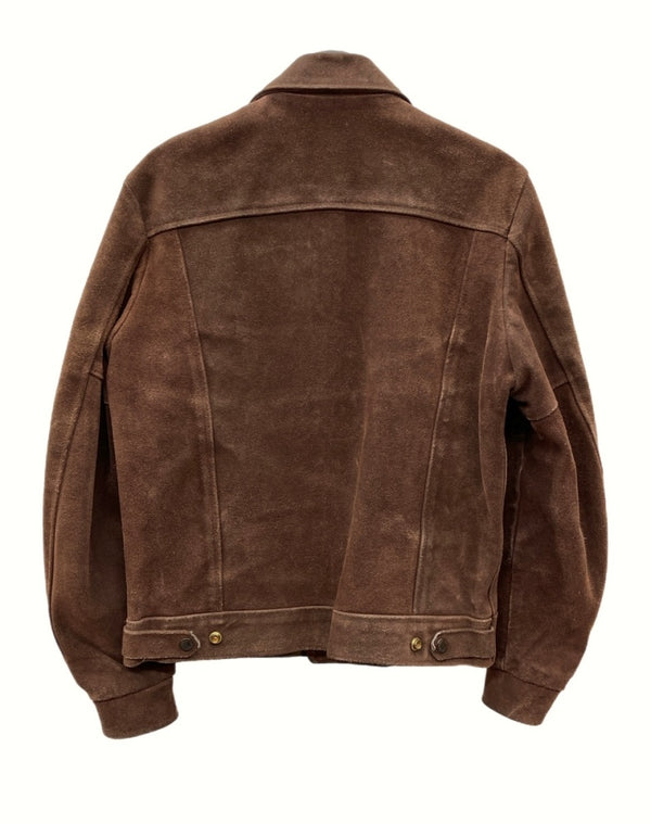 ショット SCHOTT TRUCKER JACKET トラッカー ジャケット スエード レザー アウター ブルゾン USA製 茶 38 ジャケット 無地 ブラウン 104MT-897