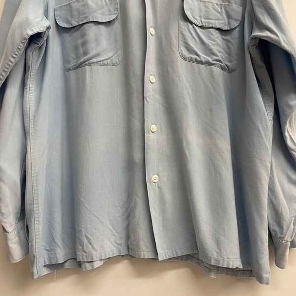 【曜日割引対象外】 ヴィンテージ vintage 50's~ DONEGAL レーヨン オープンカラー 長袖シャツ ブルー 201MT-4611 VB