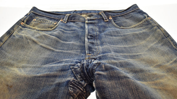 リーバイス Levi's 00's 2004年 501xx 1955年 復刻 USA製 アメリカ限定 ボタンフライ ボタン裏 R リペア デニム ブルー 35/34 103MB-595