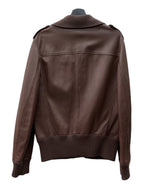 ボッテガヴェネタ BOTTEGA VENETA LEATHER JACKET レザー ジャケット 切り替え ボタン 薄手 アウター 赤茶 サイズ 48 ジャケット 無地 ブラウン 104MT-2107