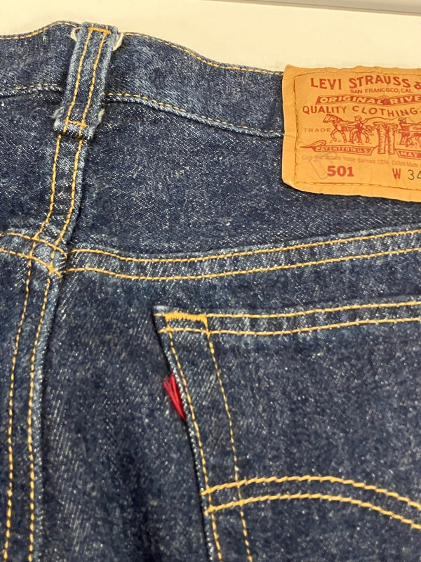 リーバイス Levi's 90's 90年代 赤文字501 脇割り 濃紺 ボタン裏552刻印 MADE IN USA アメリカ製 VINTAGE ヴィンテージ デニム ブルー W34L36 101MB-756