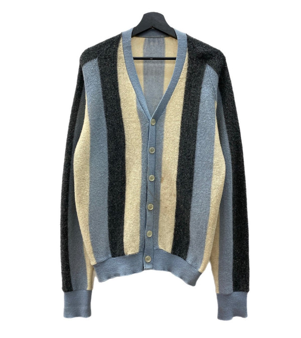 ヴィンテージ vintage ボールドストライプ ワイドストライプ グランジ ニット セーター 水色 灰色 生成り カーディガン ストライプ マルチカラー 104MT-1902