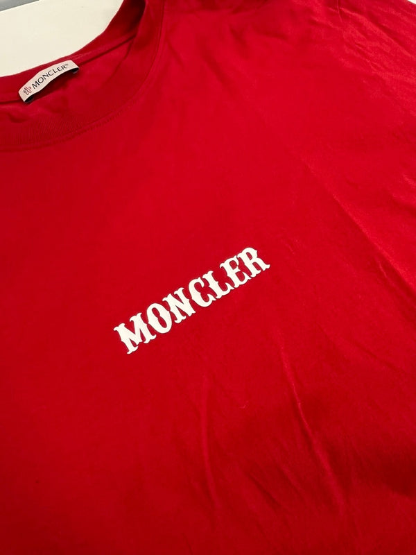 モンクレール MONCLER GENIUS ジーニアス 半袖カットソー 赤 ロゴプリント バックプリント Tシャツ レッド Sサイズ 101MT-4420