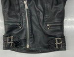 トリプルシックス 666 DOUBLE RIDERS JACKET ダブル ライダース ジャケット バイカー 革ジャン ロクロクロク ベルト 裏キルティング 黒 サイズ 30 ジャケット 無地 ブラック 104MT-1289