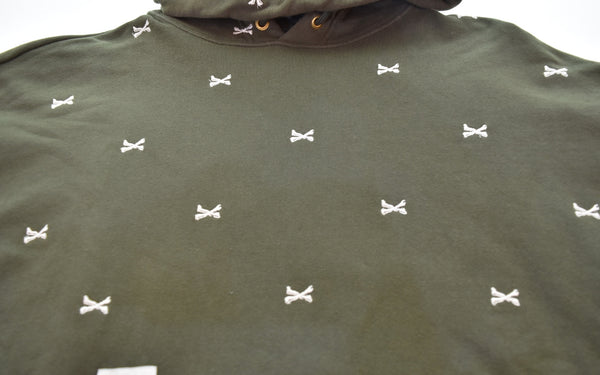 ダブルタップス WTAPS 22AW ACNE HOODY CTPL TEXTILE クロスボーン 刺繍 総柄 パーカー 22ATDT-CSM26  4 パーカ グリーン 103MT-3058
