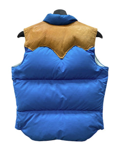 ロッキーマウンテンフェザーベッド Rocky Mountain Featherbed 70s 70年代 ダウンベスト レザーヨーク 青 45846 ベスト 無地 ブルー 104MT-1928