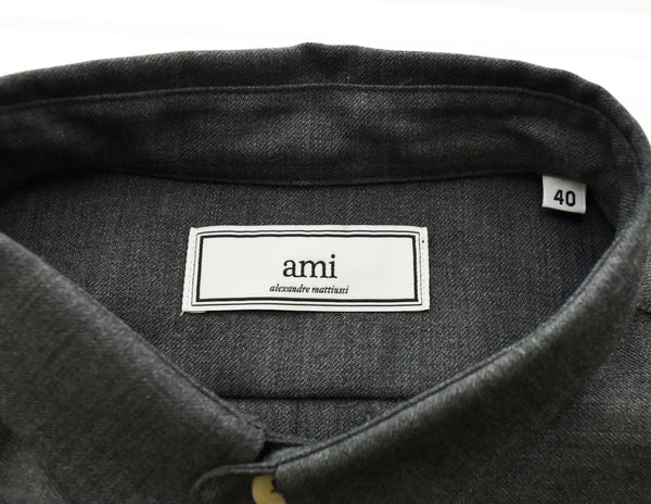 アミ AMI  WOOL ウール長袖シャツ グレー AMI 009 40 長袖シャツ 無地 グレー 103MT-353