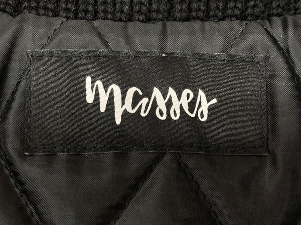 マシス MASSES 22AW MELTON ZIP JKT メルトン ジップアップ フロントジップ ハイネック WOOL ウール 毛 ワッペン 日本製 BLACK 黒 ジャケット ロゴ ブラック Mサイズ 104MT-1952