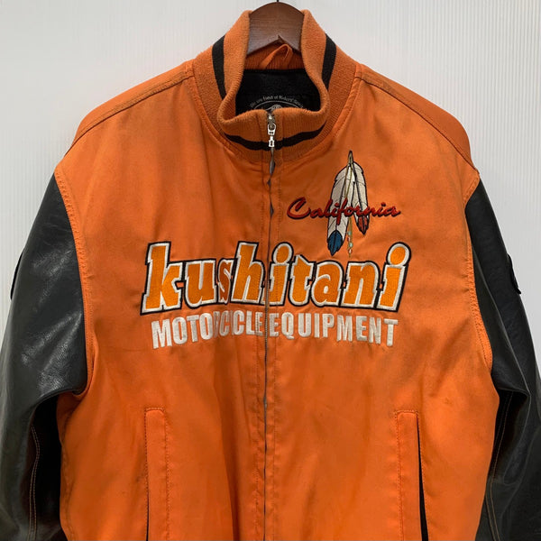【曜日割引対象外】 クシタニ KUSHITANI ライディングジャケット スタジャン レザー ライダースジャケット ジャケット オレンジ Lサイズ 201MT-4144 VB