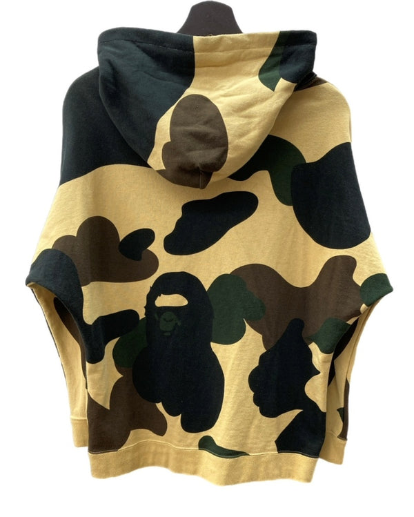 アベイシングエイプ A BATHING APE プルオーバー パーカー フーディ ダブルジップ カモフラ 迷彩柄 カモ ロゴ刺繍 コットン 日本製 BEIGE 1930-215-503 パーカ ワンポイント ベージュ Sサイズ 104LT-141