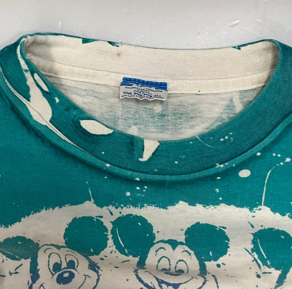 US US古着 80s 80's ディズニー ミッキーマウス Disney “Mickey” AOP キャラ Tシャツ 総柄 USA製 made in USA ONE SIZE Tシャツ 総柄 マルチカラー フリーサイズ 101MT-2612