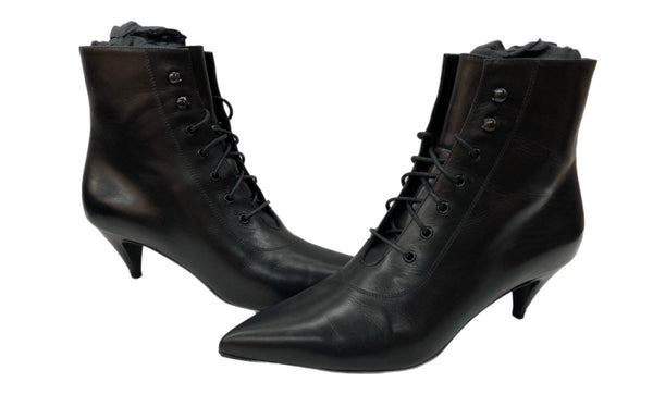 サンローラン Saint Laurent ポインテッドトゥ パテントブーツ レースアップ ヒール レザー BLACK 黒 351930 レディース靴 ブーツ その他 ブラック SIZE36 1/2 104S-715