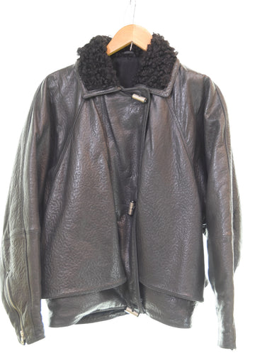 ヴェルサーチ VERSACE 80's シアリングカラー レザージャケット ジャケット ブラック 103MT-3508