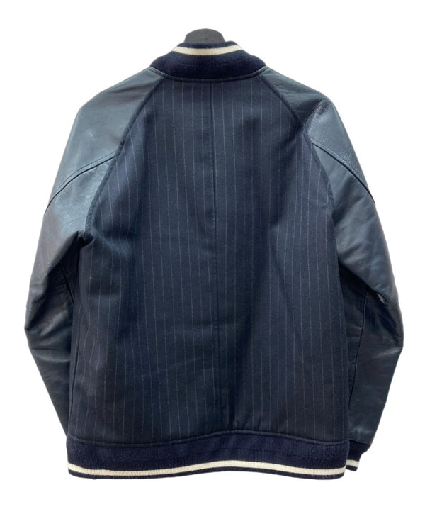 ステューシー STUSSY × fragment フラグメント Varsity jacket バーシティ ジャケット スタジャン 紺 ジャケット 無地 ネイビー Lサイズ 104MT-2063