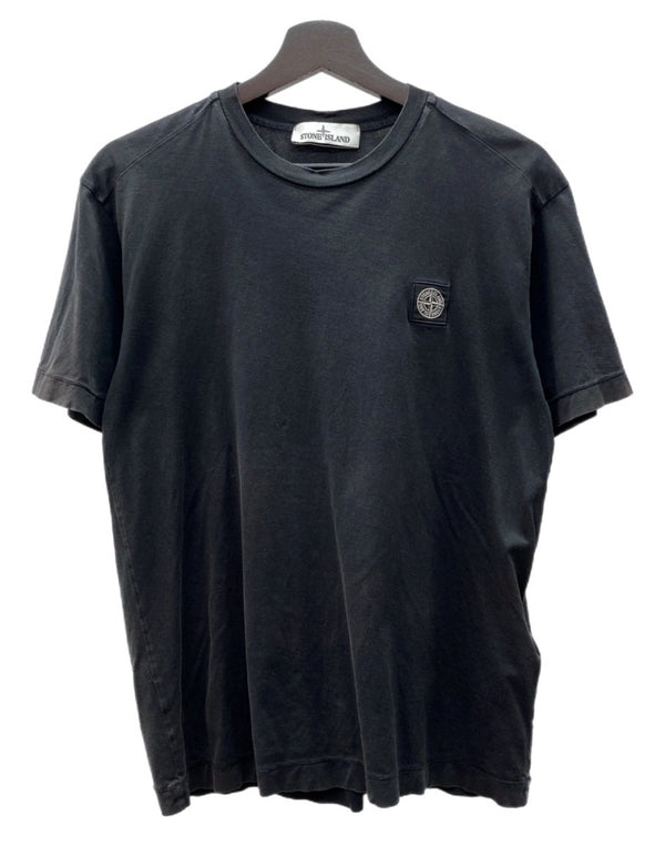 ストーンアイランド STONE ISLAND LOGO S/S T-Shirt ロゴ 半袖 Tシャツ クルーネック 刺繍パッチ 黒 741524113 Tシャツ ロゴ ブラック Sサイズ 104MT-2344