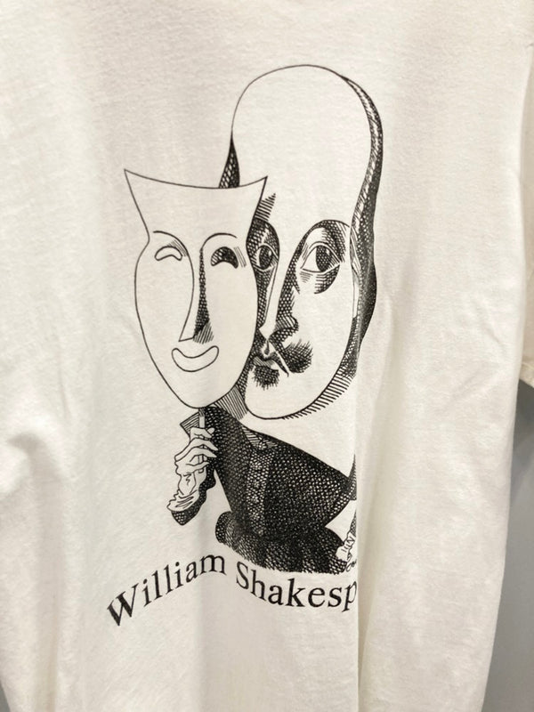 US US古着 90s William Shakespeare ウィリアム シェイクスピア 偉人Ｔシャツ 袖シングル Tシャツ プリント ホワイト Lサイズ 101MT-2500