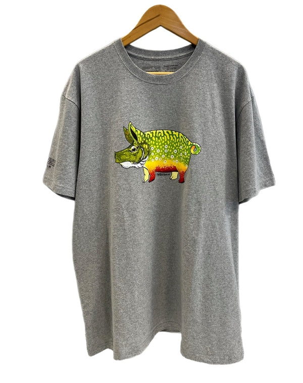 パタゴニア PATAGONIA 生態系 生き物シリーズ アニマル ぶたプリント 豚プリント  XL Tシャツ グレー LLサイズ 101MT-4696