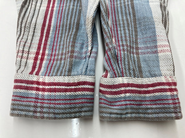 ダブルアールエル RRL 90s 三ツ星タグ ヘビーネルシャツ SHIRT フランネル ステンカラー フロントボタン ヴィンテージ VINTAGE ラルフローレン RALPH LAUREN コットン シンガポール製 ブルー系 長袖シャツ チェック マルチカラー Lサイズ 104MT-2039