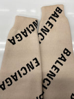 バレンシアガ BALENCIAGA LOGO SWEATER ロゴ セーター クルーネック スラッシュロゴ オーバーサイズ ニット 長袖 厚手 白 セーター 総柄 ホワイト XSサイズ 104MT-2294