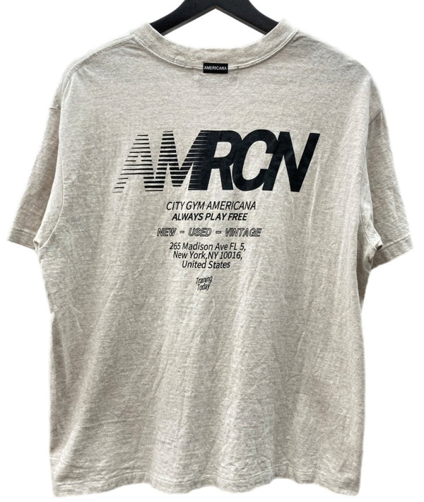 アメリカーナ AMERICANA ラフィー 丸胴 プリントT 半袖 カットソー クルーネック グラフィック レタリング バックロゴ 日本製 GRAY 灰色 Tシャツ ロゴ グレー 104LT-218