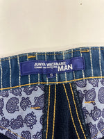 ジュンヤワタナベマン JUNYA WATANABE MAN COMME des GARCONS コムデギャルソン 刺し子 パンツ サルエル インディゴ レザー切替パンツ AD2014 WO-P012  ボトムスその他 ブルー Sサイズ 101MB-766