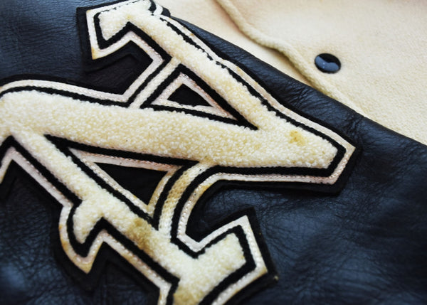 ホワイツビル WHITESVILLE フルデコ レザー切替スタジャン Night Ridersアワードジャケットスタジャン WV11375 38 ジャケット ベージュ 103MT-2490