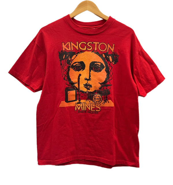 ヴィンテージ vintage 80年代 80's SIGNAL Kingston Mines Chicago Blues Center JAZZ キングストンマイン シカゴブルース ジャズ ミュージック Tシャツ レッド Lサイズ 101MT-3830