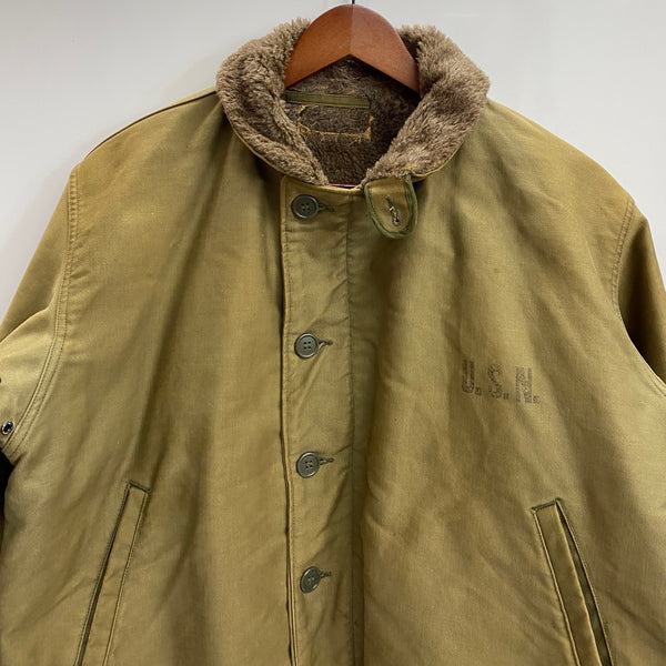 【曜日割引対象外】 ヴィンテージ vintage 40's U.S.NAVY N-1 DECK JAKET USN ピケ ジャケット カーキ 201MT-3583 VB
