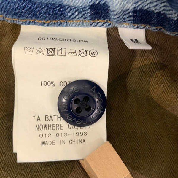 アベイシングエイプ A BATHING APE CHECK 6 POCKET DENIM SHORTS 001DSK301003M ハーフパンツ ブルー Mサイズ 201MB-1156