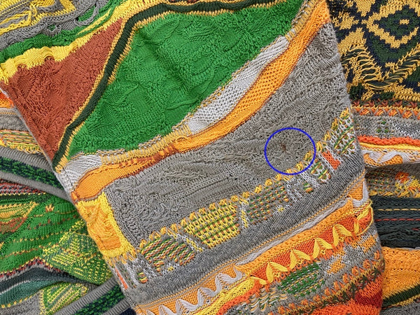 クージー COOGI AUSTRALIA 3D KNIT 3Dニット 総柄 Vネック グリーン系 イエロー系 2XLT セーター マルチカラー 101MT-3546