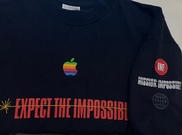 ヴィンテージ vintage 90's 90年代 SCREEN STARS Apple × MISSION:IMPOSSIBLE EXPECT THE IMPOSSIBLE アップル ミッションインポッシブル 企業 ムービーT ロンT ブラック Lサイズ 101MT-5181