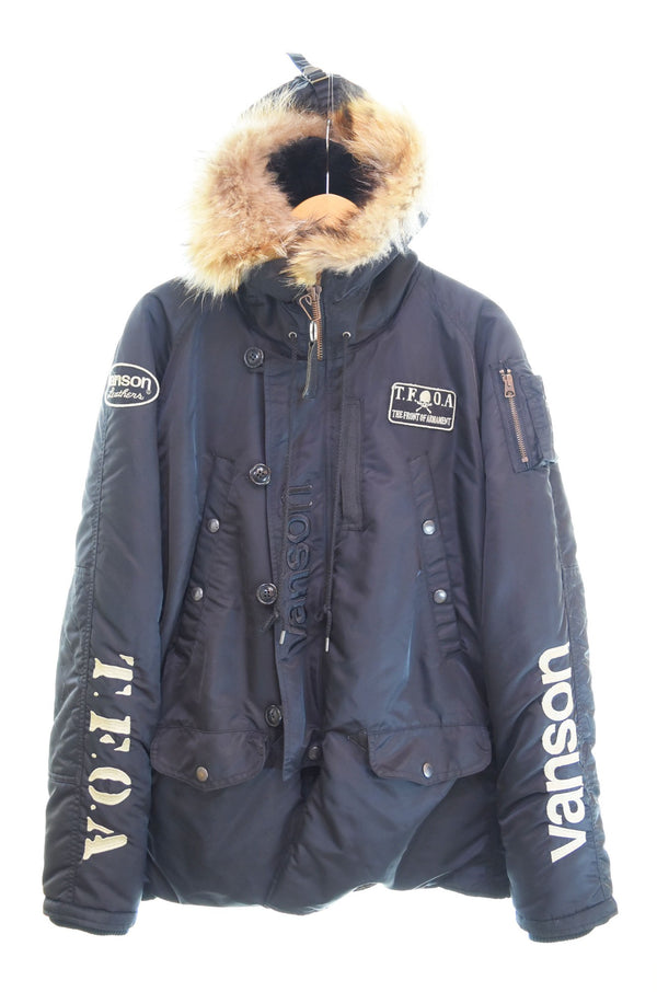 バンソン VANSON N-3B 刺繍 スカル ジャケットフライトジャケット  XXL ジャケット ブラック 3Lサイズ 103MT-2496