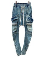 エーエフアーティファクト A.F ARTEFACT SARROUEL CARGO PANTS サルエル カーゴ パンツ スキニー ストレッチ デニム ズボン 青 無地 カーゴパンツ ブルー サイズ 2 104MB-289