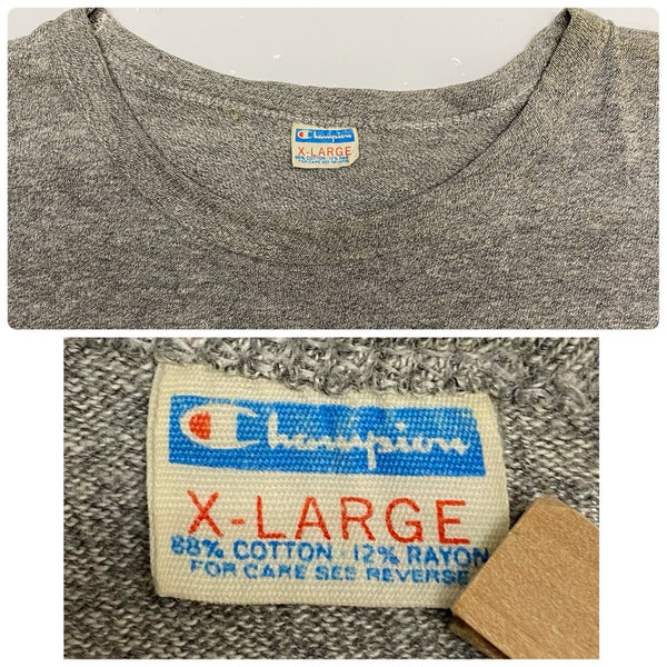 【曜日割引対象外】 チャンピオン Champion 70's 80's バータグ 完全目無し 無地 ブランク Tシャツ グレー Xlサイズ 201MT-4289 VB