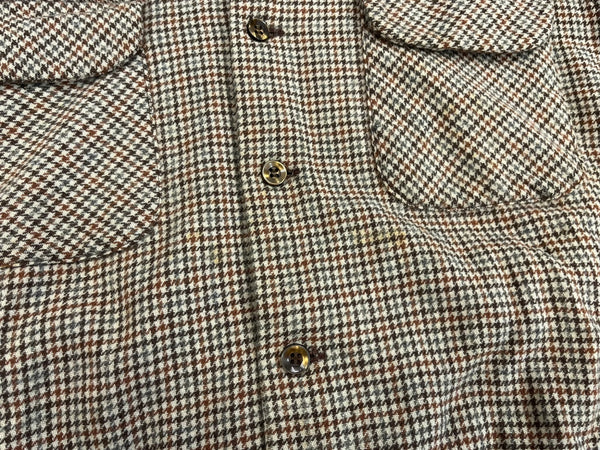 ペンドルトン PENDLETON 70's 70年代 WOOL ウール チェックシャツ ボードシャツ ネルシャツ 開襟 オープンカラー ボックス vintage ヴィンテージ MADE IN USA アメリカ製 長袖シャツ ブラウン Lサイズ 101MT-4124