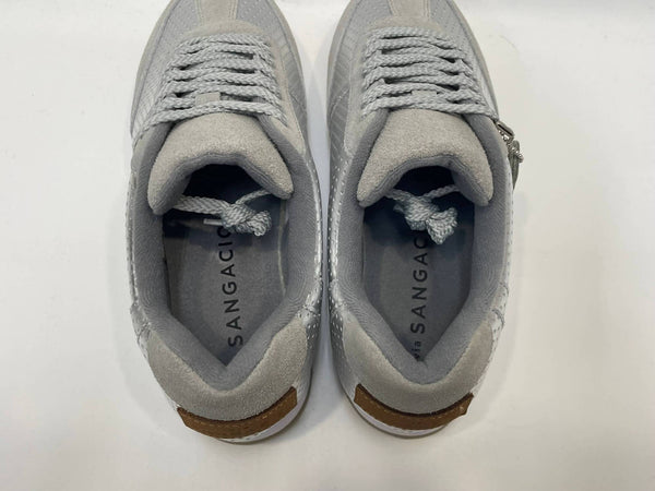 サンガッチョ via SANGACIO ×Wako’s Room ワコーズルーム シルバーレザー×グレースエード イニシャルなし レディース靴 スニーカー シルバー 23.5cm 601sh-49