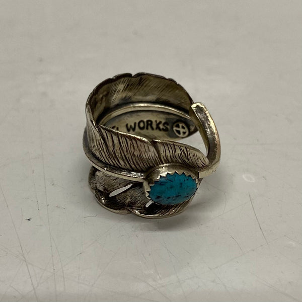 【曜日割引対象外】 【中古】ホイールワークス WHEEL WORKS フェザー ターコイズ 10号 メンズジュエリー・アクセサリー 指輪・リング シルバー 201goods-682 VB