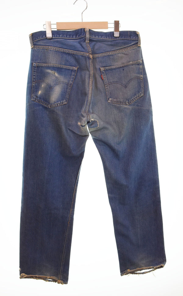 リーバイス Levi's 70's 501 BIG E 後期 ボタン裏 6 両面不均等V 通常R セルヴィッジ裏両面シングル 平行ステッチ 股下リペア VINTAGE ヴィンテージ デニム ブルー 103MB-573