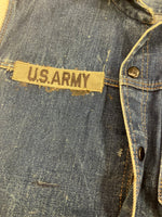 ヴィンテージ vintage 40's~50's 40~50年代 UNKNOWN 黒ラッカーボタン 耳付き オレンジステッチ 袖カットオフ デニム ベスト ブルー 101MT-4799