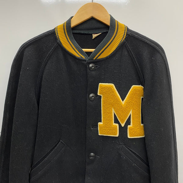 【曜日割引対象外】 チャンピオン Champion 50's ランタグ ヴィンテージ スタジャン エルボーパッチ ジャケット ブラック 40サイズ 201MT-4650 VB