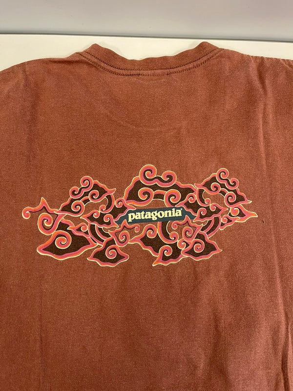 パタゴニア PATAGONIA 90s Vintage ヴィンテージ Beneficial T's  USA製 ロゴプリントTシャツ 茶 Tシャツ ブラウン Lサイズ 101MT-4735