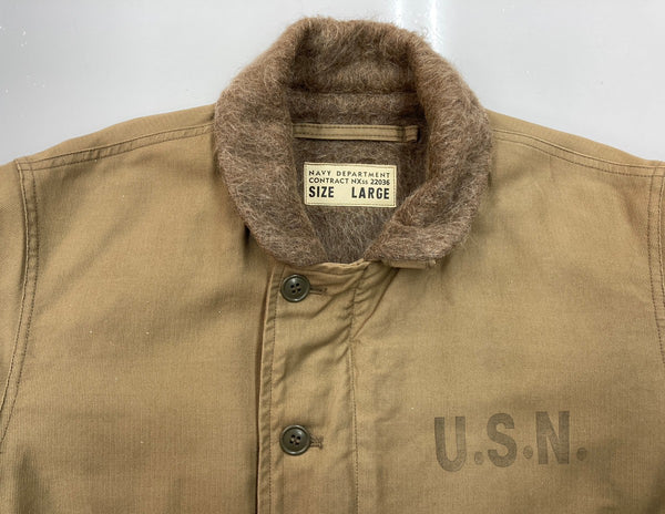 バズリクソンズ BUZZ RICKSON'S N-1 デッキジャケット NAVY DEPARTMENT Military ミリタリー U.S.NAVY ステンシル M品番  M13530 ジャケット ワンポイント ブラウン Lサイズ 104MT-2181