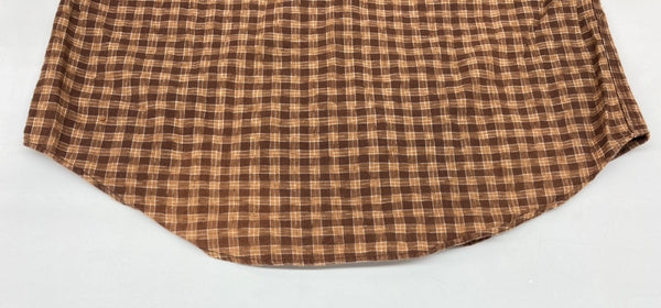 ダブルアールエル RRL 90s 三ツ星タグ SHIRT ステンカラー フロントボタン 胸ポケット ヴィンテージ VINTAGE ラルフローレン RALPH LAUREN コットン モーリシャス製 BROWN 茶色  長袖シャツ チェック ブラウン Sサイズ 104MT-2028