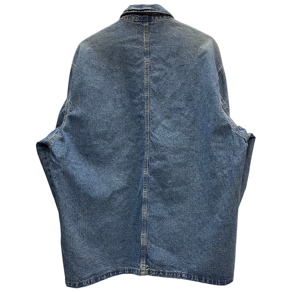 【曜日割引対象外】 リー Lee 90's DUNGAREES Cant Bustem デニムカバーオール USA製 ジャケット ブルー Lサイズ 201MT-3978 VB