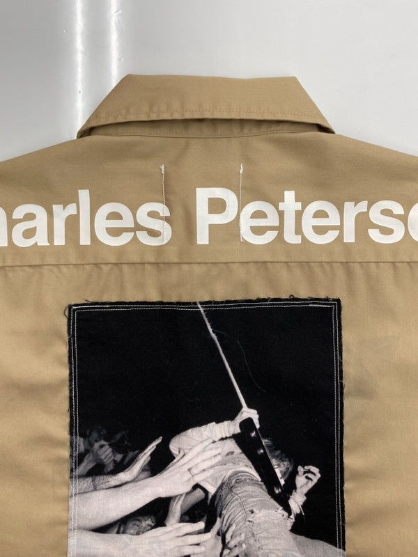 タカヒロミヤシタザソロイスト TAKAHIROMIYASHITATheSoloist. × Charles Peterson × Dickies WORK SHIRT ワーク シャツ ボタン パッチワーク 長袖 薄茶 sds.0001 ジャケット 総柄 ベージュ Mサイズ 104MT-1639