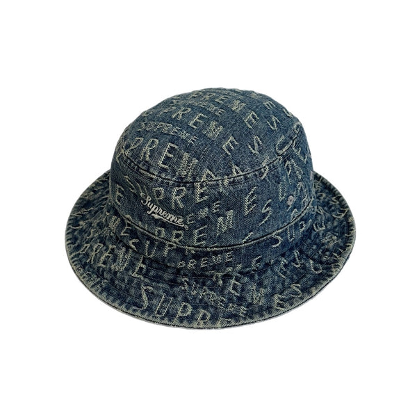 シュプリーム SUPREME 21SS Warp Jacquard Logos Denim Crusher ワープジャカードロゴ デニムクラッシャー バケットハット 帽子 メンズ帽子 ハット ブルー 101hat-183