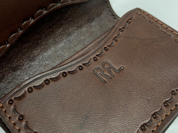 ダブルアールエル RRL TOOLED LEATHER CARD WALLET ツールド レザー カード ウォレット カードケース レザー 茶 財布・ケース クレジットカードケース 総柄 ブラウン 104W-25