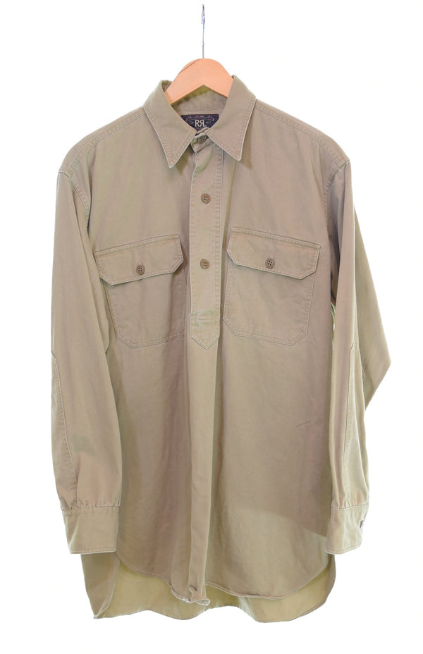 ダブルアールエル RRL ラルフローレン 90s 90年代 三ツ星タグ ワークシャツ 茶 長袖シャツ ブラウン 103MT-2390