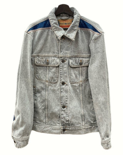 ディーゼル DIESEL D-BARCY-RS TRUCKER JACKET トラッカー ジャケット デニム Dロゴ アウター アイボリー 灰色 A09156 ジャケット ロゴ グレー Lサイズ 104MT-874